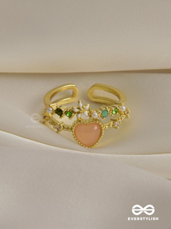 The Eden's Secret - Golden Embellished Ring (Adjustable)