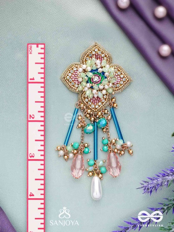 Parirapin - The Whispering Buds - Sequins, Beads And Glass Drops Hand Embroidered Earrings