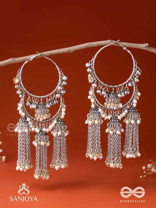 Sampravrisht - The Shimmery Rainfall - Beaded Oxidised Earrings