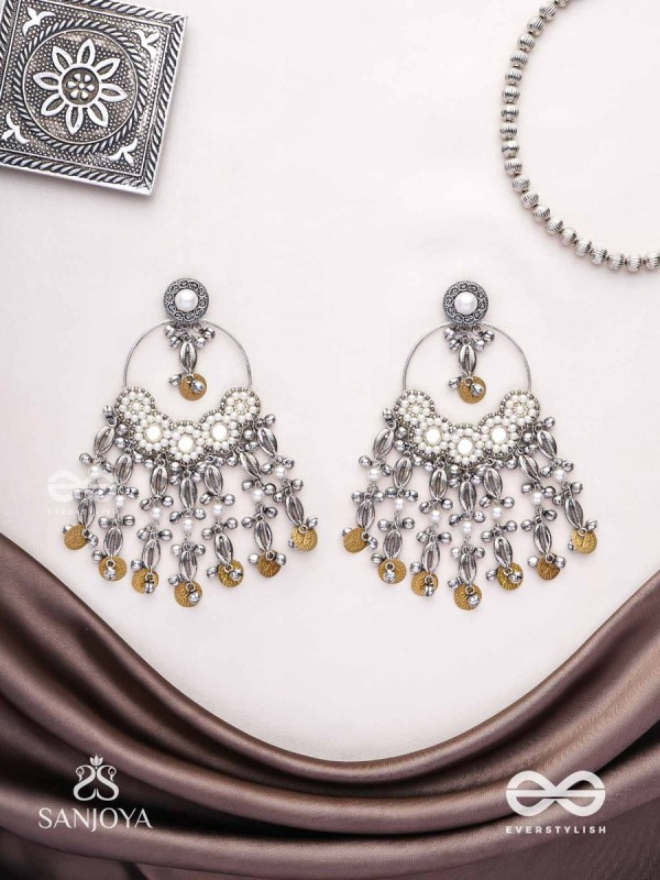 Pakshas - The Shore Craft - Shells, Beads And Coins Hand Embroidered Earrings