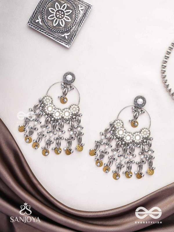 Pakshas - The Shore Craft - Shells, Beads And Coins Hand Embroidered Earrings