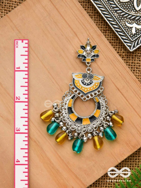 The Garland of Gems - Statement oxidized jhumka with bead danglers
