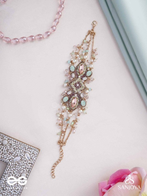 Maṇisutram-String of Gems-Regal Bracelet featuring pastel Stones & Beads.