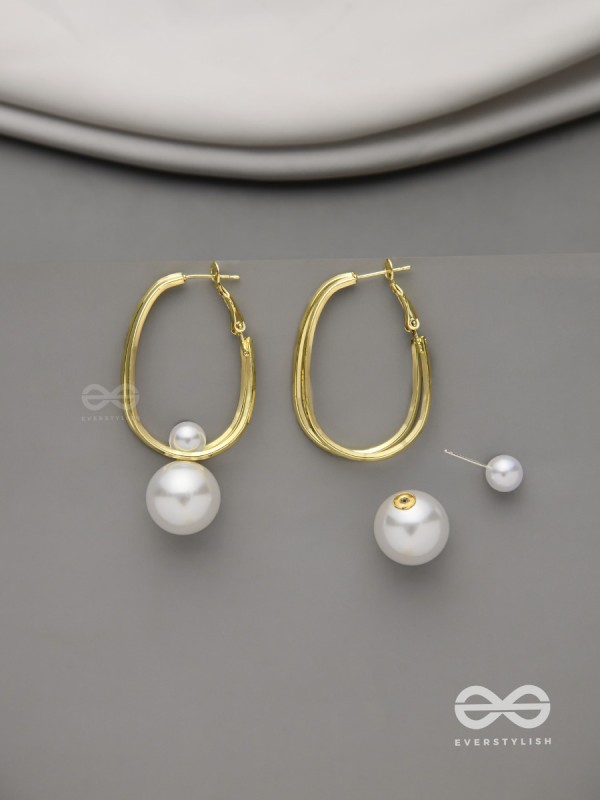 Pearl Orbit- Pearl Hoop Detachable Earrings