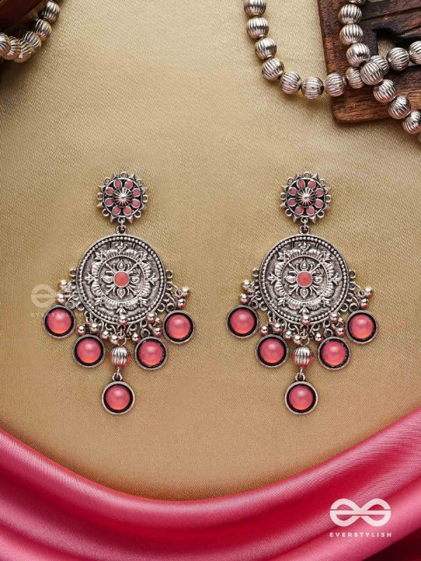 Gem Flower -Pastel Pink Oxidized earrings 