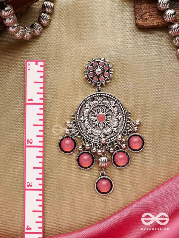 Gem Flower -Pastel Pink Oxidized earrings 