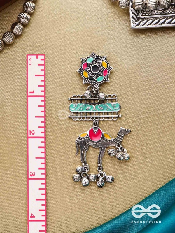 Camel’s Melody- Oxidized Camel motif earrings