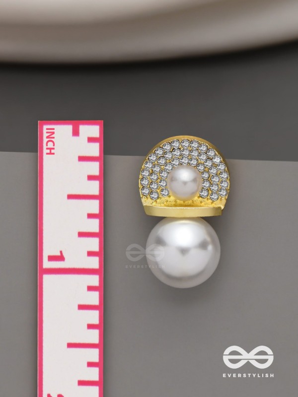 Crystal orbits-  crystal studded statement earrings with dropping pearls 