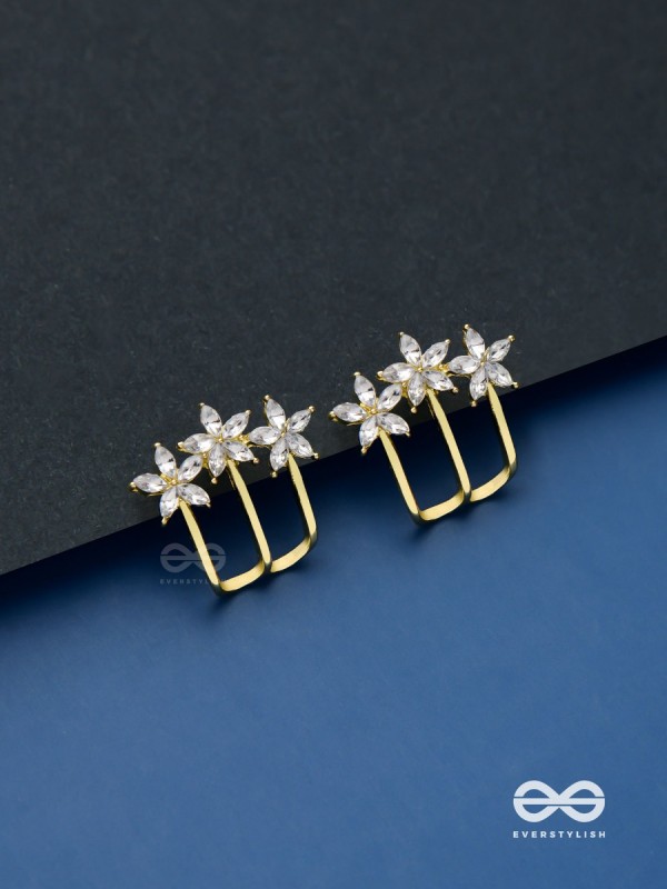 Queen’s delight - Crown shaped golden crystal studs 