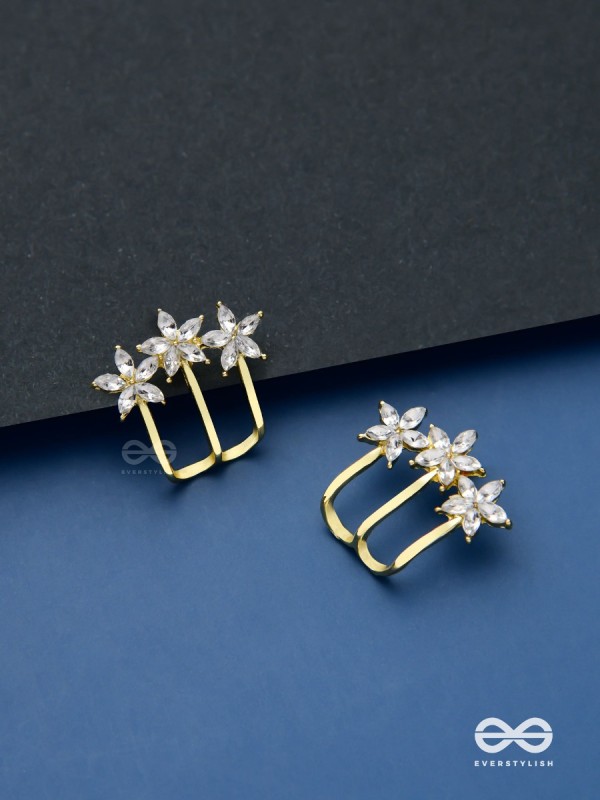 Queen’s delight - Crown shaped golden crystal studs 