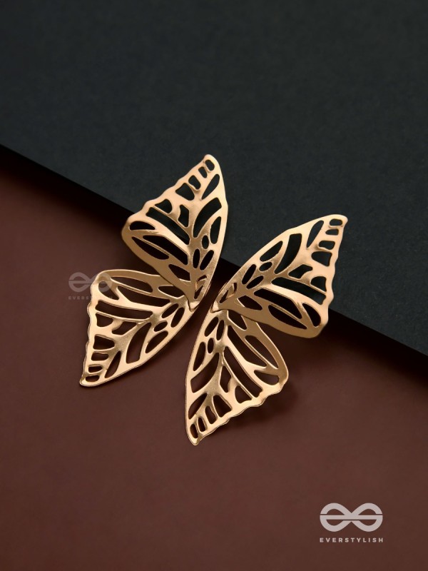 Sunshine waltz - Butterfly platinum finish earrings 