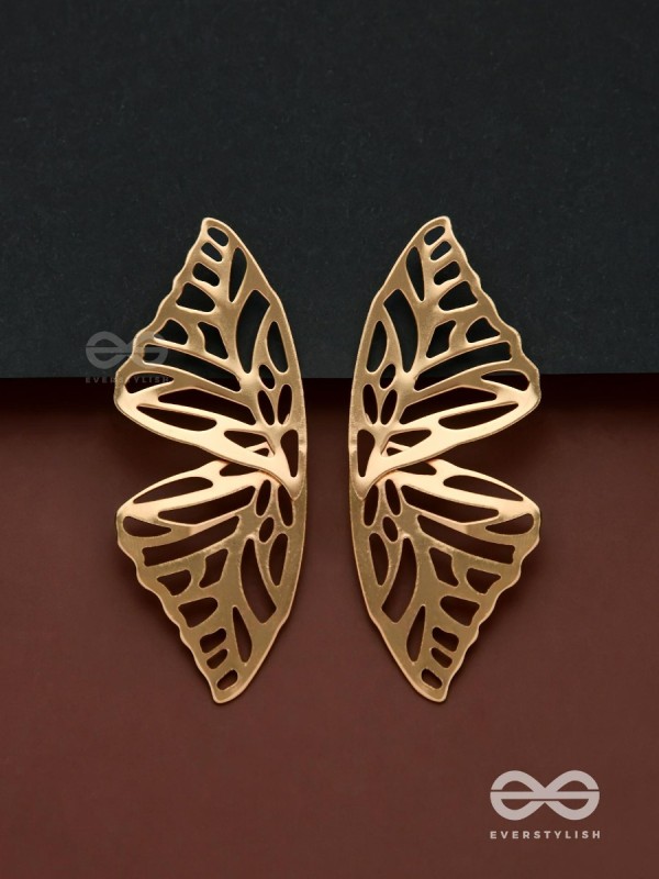Sunshine waltz - Butterfly platinum finish earrings 