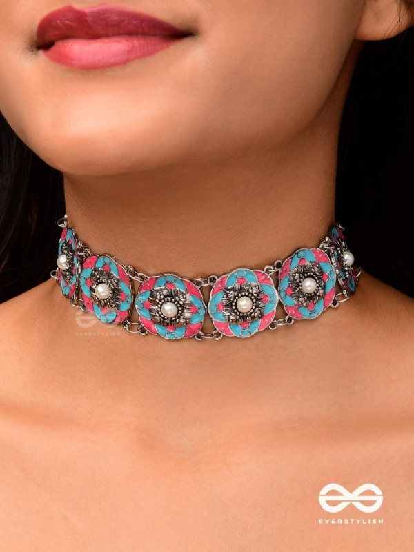 LOTUS DREAM- VIBRANT ENAMELED TRIBAL CHOKER