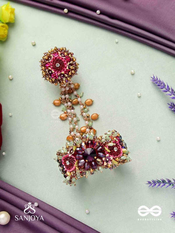 VARNAMALA ABHUSHANA - ADORNMENT OF COLORS - GOLDEN BEADS WTH COLORFUL FLORAL MOTIFS BRACELET ATTACHED WITH ADJUSTIBLE RING