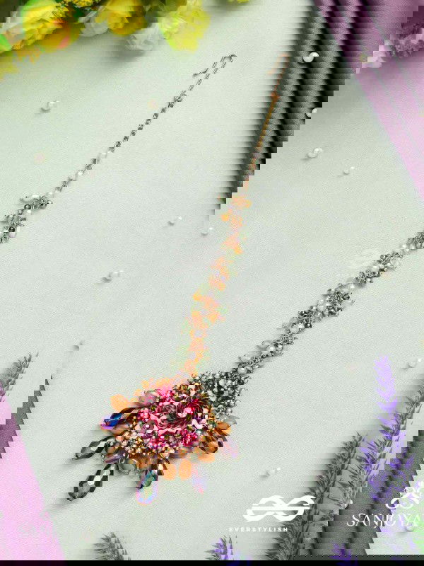 VARNAMALA ABHUSHANA - ADORNMENT OF COLORS - BEADS, GLASS DROPS AND FLORAL MOTIFS MAANGTIKA