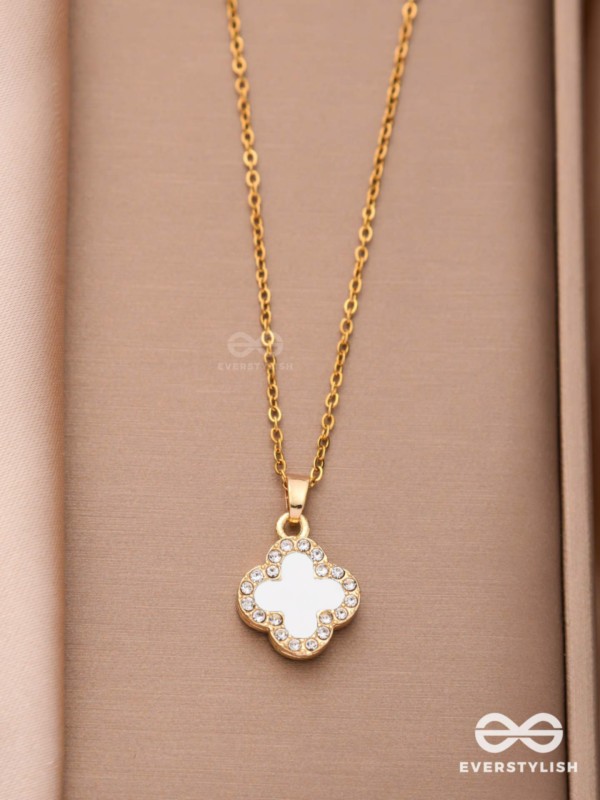 Mystic Clover - Crystal Embellished 2-in-1 Pendant (Black and White)