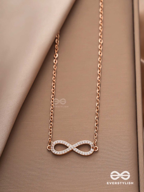 TO INFINITY AND BEYOND – CUBIC ZIRCONIA PENDANT NECKLACE WITH ANTI-TARNISH COATING