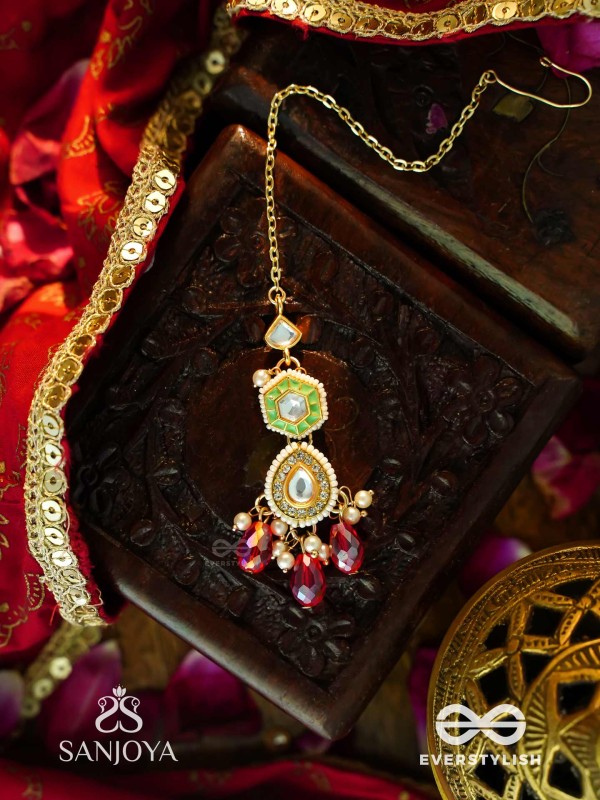 RUPANJALI - TRIBUTE TO BEAUTY - PEARLS, BEADS AND KUNDAN HAND EMBROIDERED MAANG TIKA