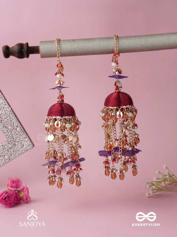 GULRATNA - JEWEL OF ROSES - HANDCRAFTED KALEERAS WITH PURPLE PETALS, PEARLS AND BEADS 