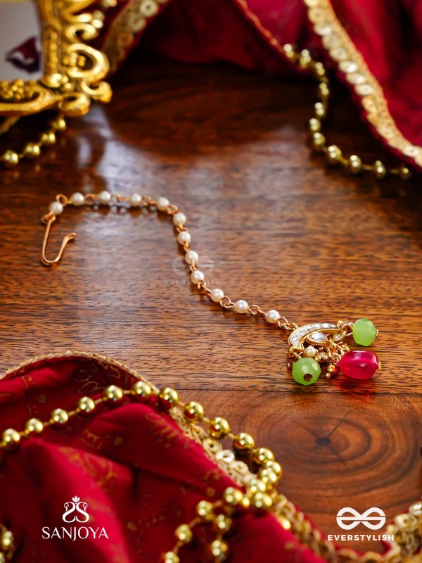 TARUNYA - YOUTHFUL CHARM - ELEGANT KUNDAN MAANGTIKA WITH ENAMEL ACCENTS AND COLORFUL BEADS