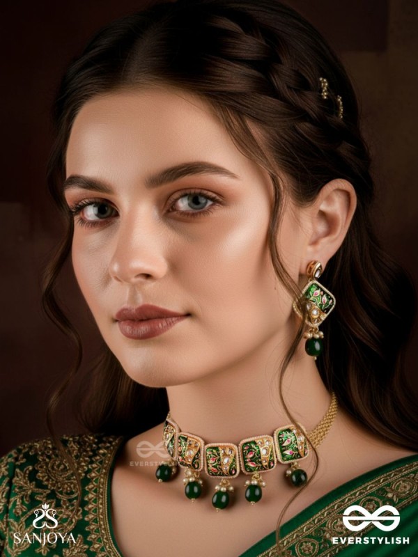 VANASHREE - QUEEN OF THE FOREST- HANDMADE KUNDAN SET WITH NECKLACE AND EARRINGS 