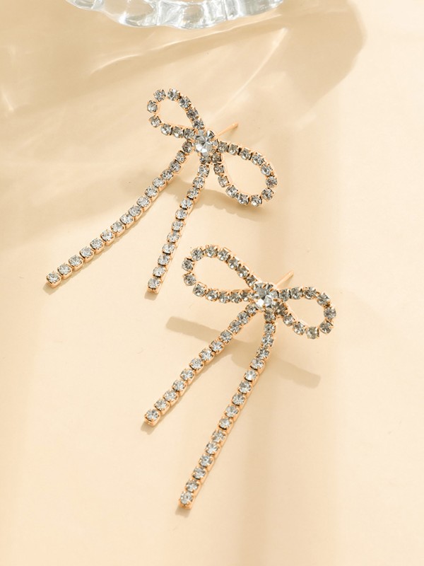GOLDEN GLIMMER BOW -  GRACEFUL AND SPARKLING BOW EARRINGS