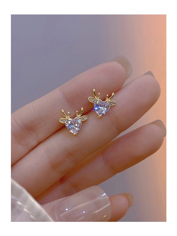 LUMINOUS FAWN - DAINTY HEART GEM DEER STUDS