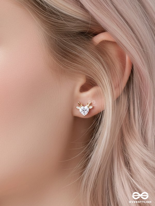 LUMINOUS FAWN - DAINTY HEART GEM DEER STUDS