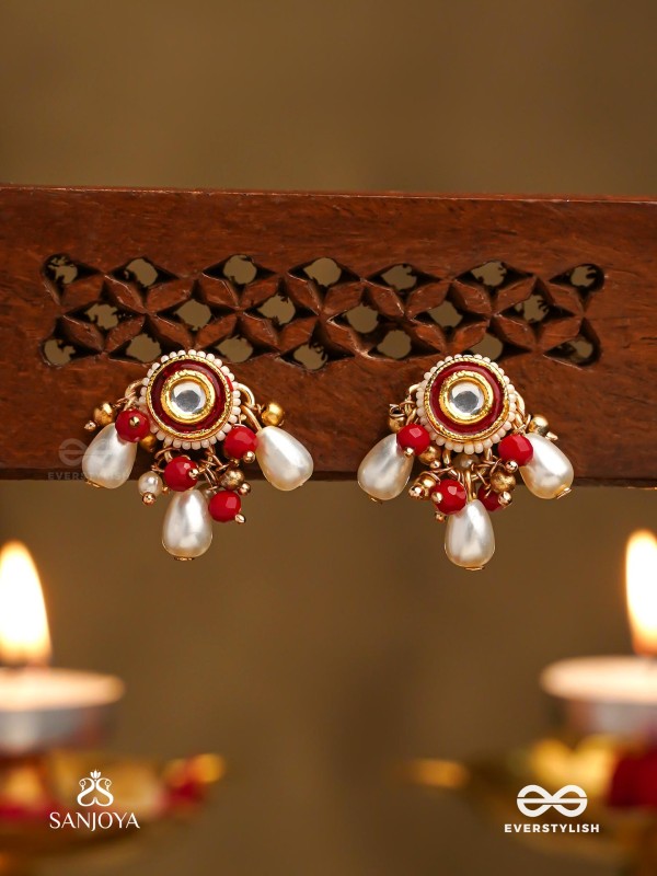 VARSHA - PEARL RAIN- MINIMAL STRINGED KUNDAN EARRINGS WITH LUSTROUS PEARL DROPLETS