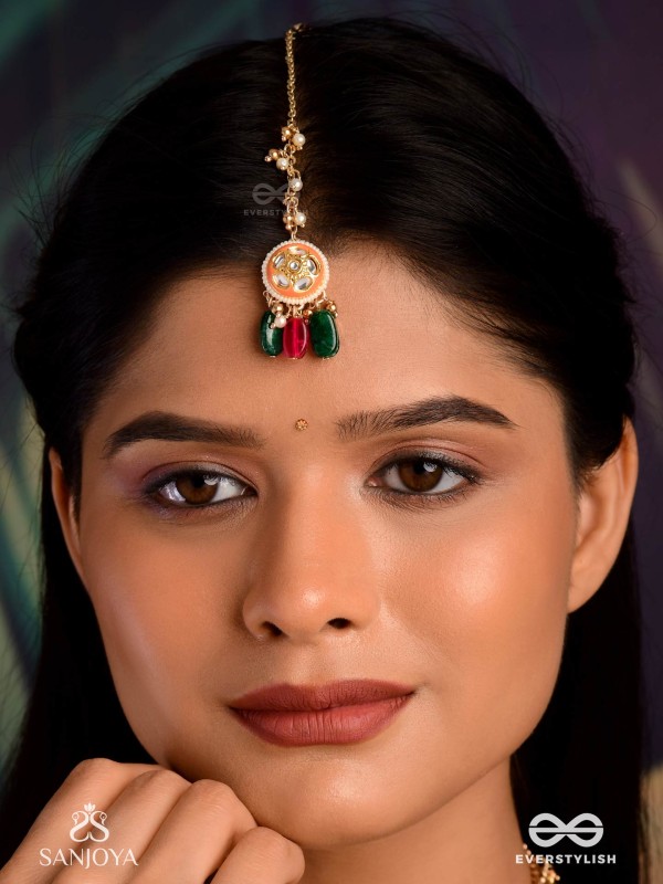 RANGKUSUMA - BLOOM OF COLORS- VIBRANT KUNDAN MAANGTIKA WITH BEADS, PEARLS AND ENAMELLING