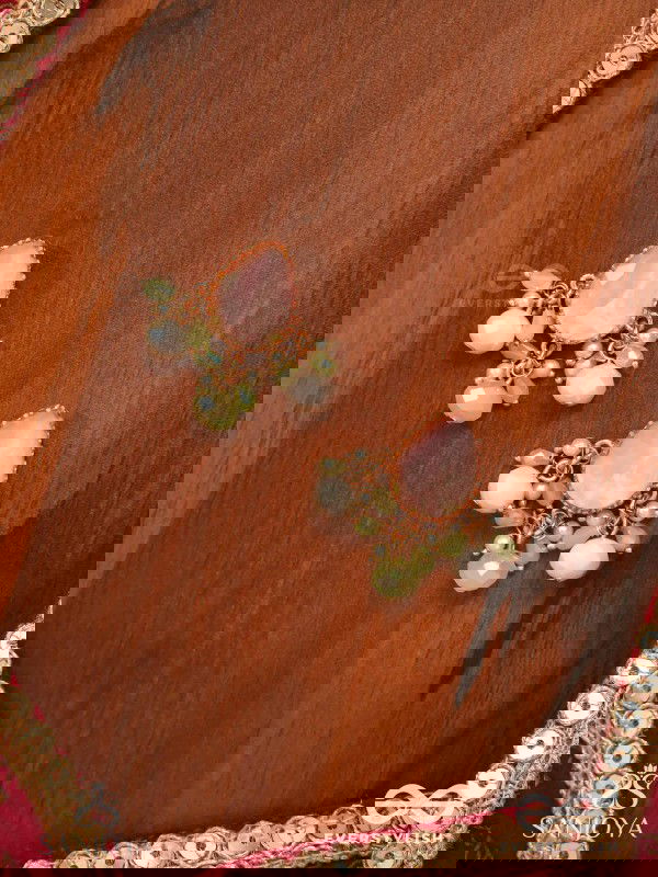 PRAKRITI - NATURE’S TOUCH- PEACH TEARDROP EARRINGS WITH PASTEL GEMSTONES AND BEADS