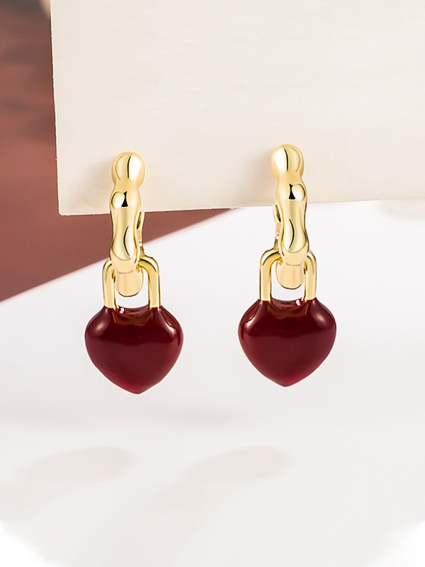 HEARTLINK DROPS-  DAINTY GOLD TONE EARRINGS