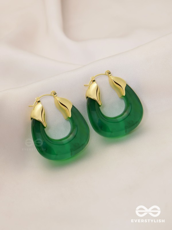 EMERALD EMBRACE-  TRANSLUCENT GREEN HOOPS
