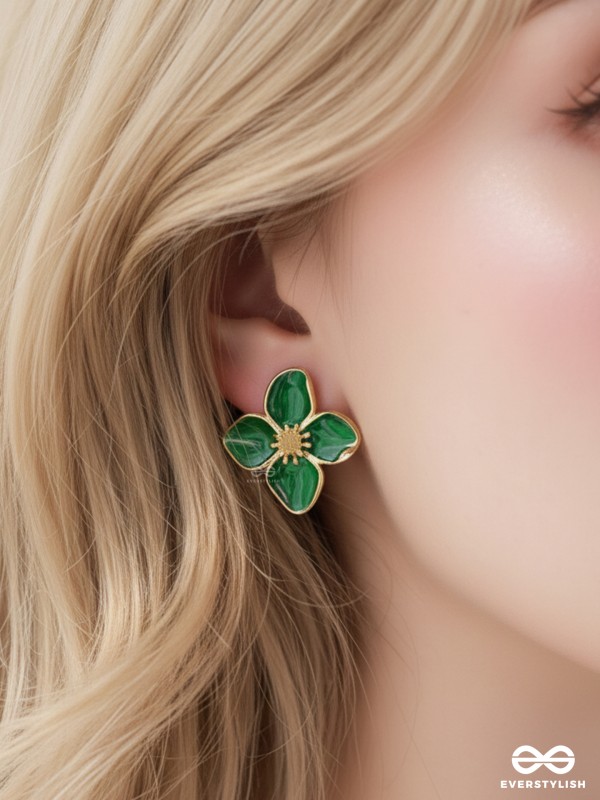 EMERALD BLOOM- STATEMENT FLORAL STUDS