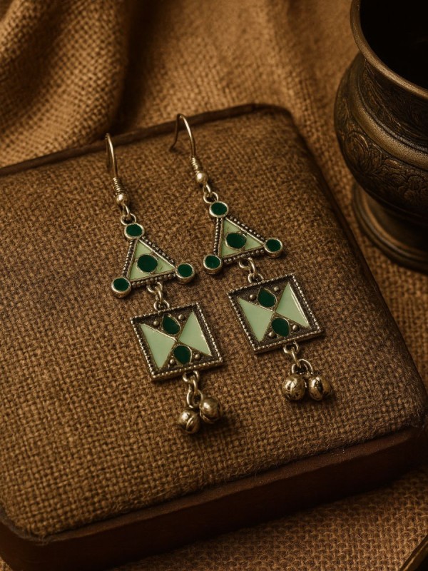 GYPSY MUSE- ENAMELLED OXIDISED EARRINGS