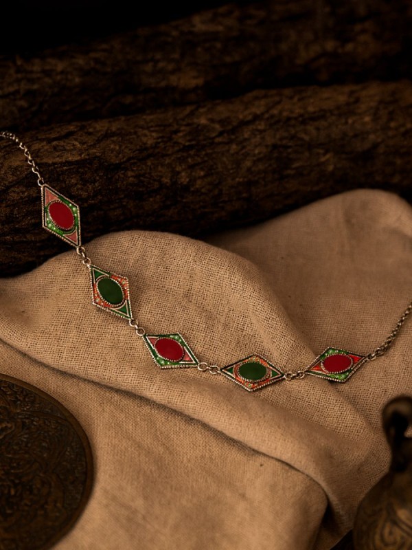 TRIBAL SPARK - MULTICOLOR ENAMELLED OXIDISED CHOKER