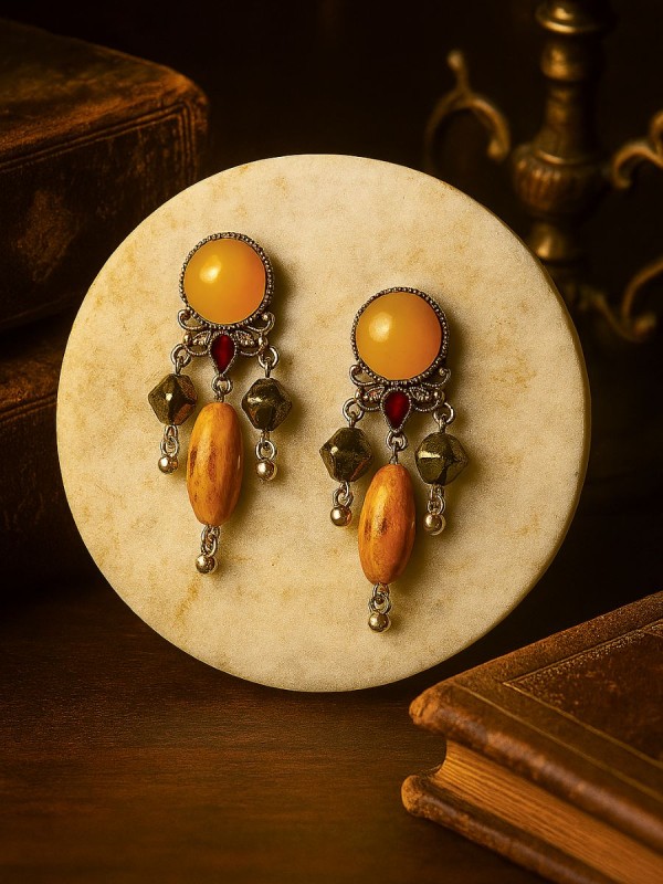 DESERT GEM- MULTI-STONE OXIDISED DANGLE EARRING
