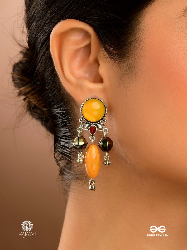DESERT GEM- MULTI-STONE OXIDISED DANGLE EARRING