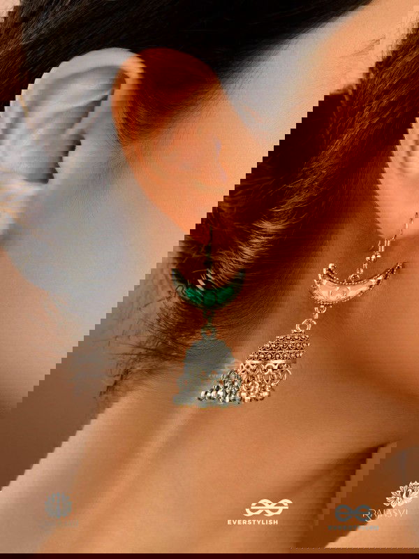 NEEL CHAAND-  ENAMELLED OXIDISED CRESCENT EARRING