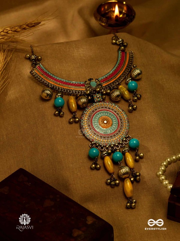 SUNBURST DREAM - ENAMELLED TRIBAL NECKLACE