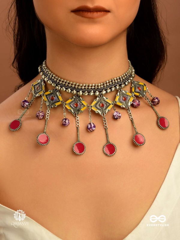 SUNSET FEST - ENAMELLED ANTIQUE NECKLACE