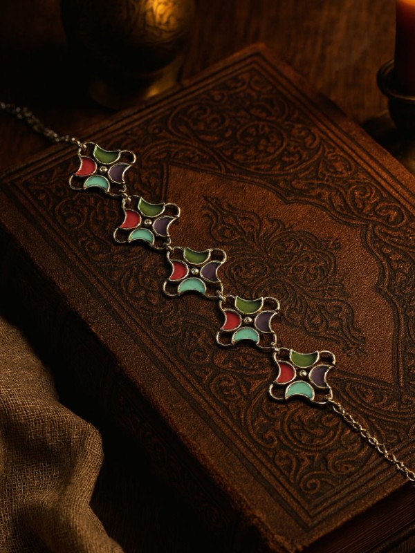 PASTEL WHIM - ENAMELLED GEOMETRIC OXIDISED CHOKER