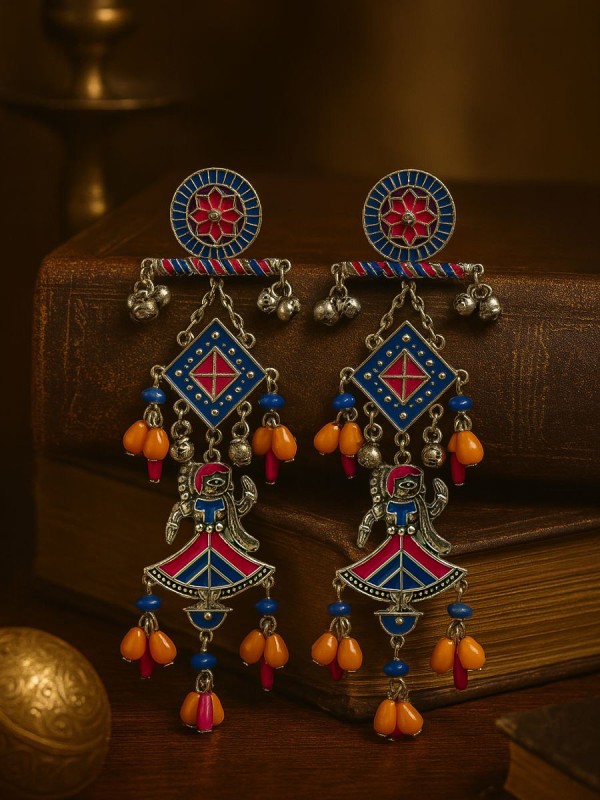 RANGRITI- MULTICOLOURED OXIDISED EARRING