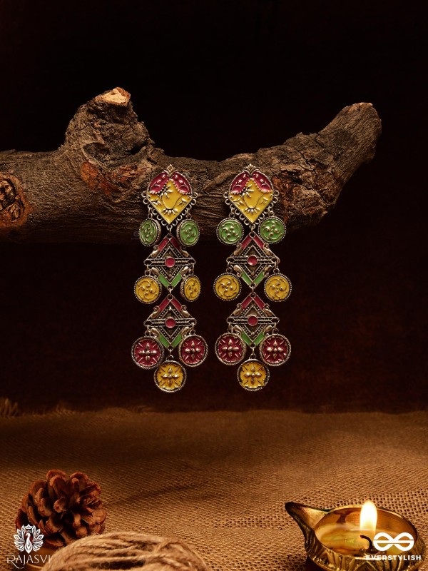 FOLK FLAIR – VIBRANT TRIBAL LONG EARRING
