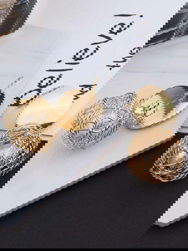 Mirror reflection- pearl in a cage of gold earrings