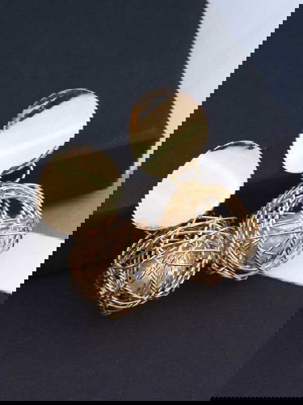 Mirror reflection- pearl in a cage of gold earrings