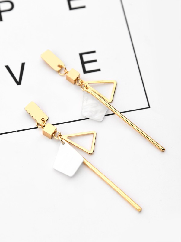 The Playfully Elegant Dangling Earrings - Golden-White