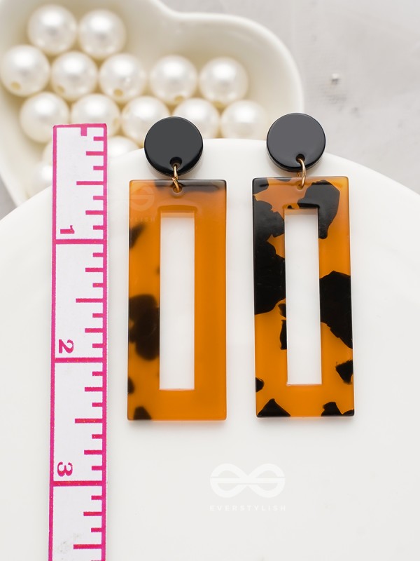 The Leopard Rectangle Danglers - Elegant Acrylic Earrings