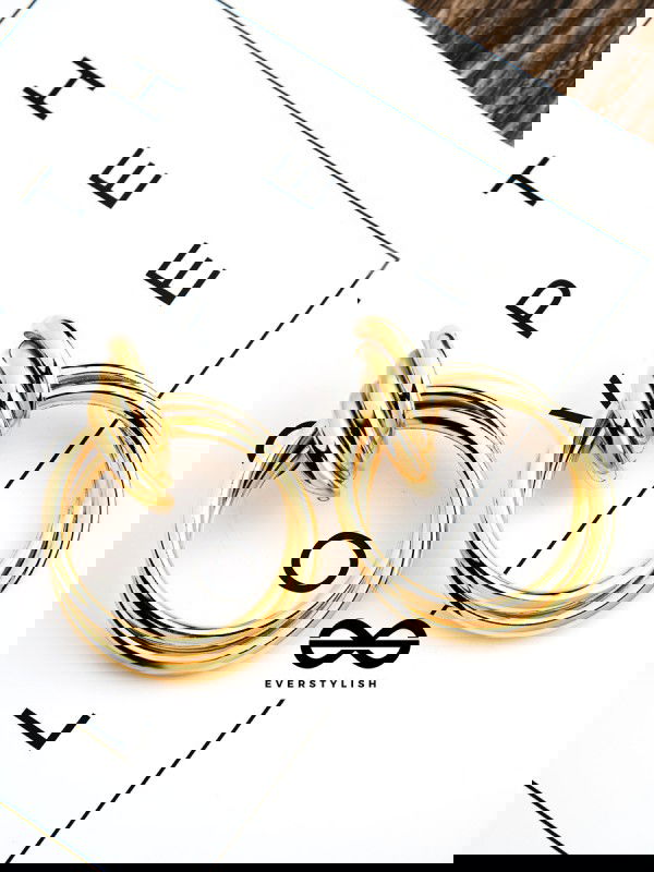 The Glamorous Intertwined Studs - Elegant Golden Stud Earrings