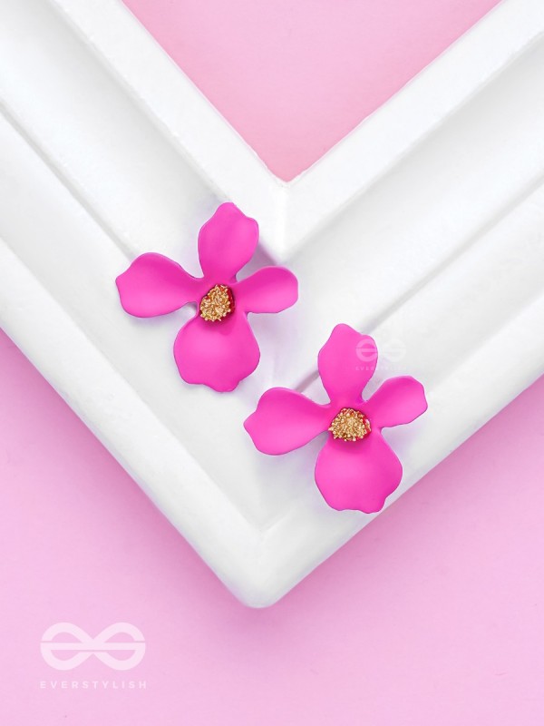 The Floral Finesse - Gorgeous Statement Studs (Cerise Pink)
